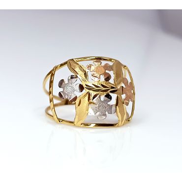 Anel em Ouro 18k Flores Tricolor - Helder Joalheiros 