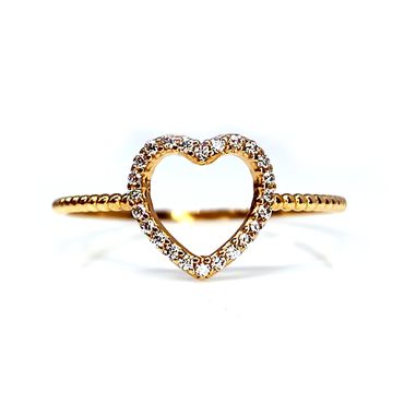 Anel em Ouro 18k Coração Cravejado - Helder Joalheiros 