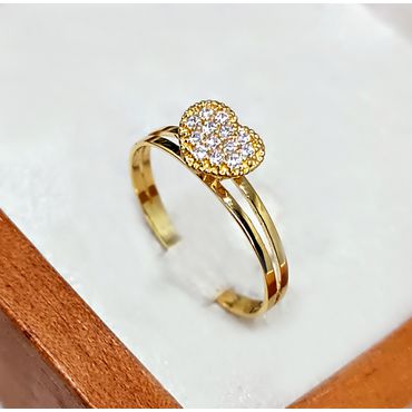 Anel em Ouro 18k Coração Cravejado - Helder Joalheiros 