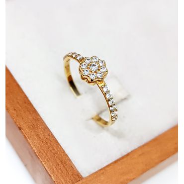 Anel em Ouro 18k Flor Cravejada - Helder Joalheiros 