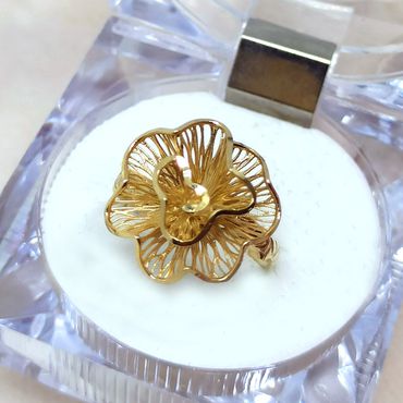 Anel em Ouro Flor Telada - Helder Joalheiros 