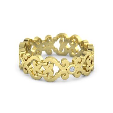 Anel Trabalhado com Diamantes em Ouro Amarelo 18k - Helder Joalheiros 
