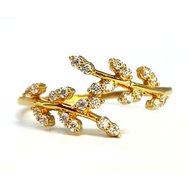 Anel em Ouro 18k 750 Folhas Cravejadas - Helder Joalheiros 