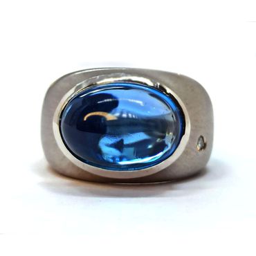 Anel em Ouro Branco 18k Topázio - Helder Joalheiros 