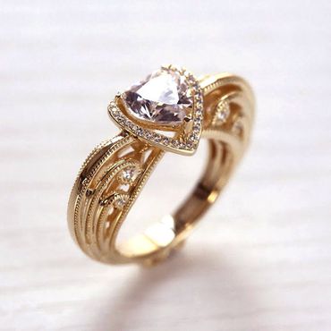 Anel Coração com Diamantes e Safiras - Helder Joalheiros 