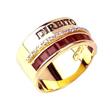 Anel Formatura Direito com Escrita e Cravejado - Helder Joalheiros 