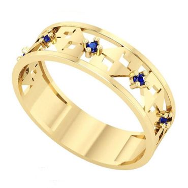 Anel de Formatura Administração com Pedras e Aro Trabalhado - Ouro 18k - Helder Joalheiros 