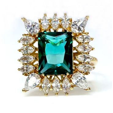 Anel em Ouro 18k Cravejado Retangular - Helder Joalheiros 