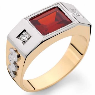 Anel de Formatura em Ouro 18k com Pedra Carre e Diamantes - Helder Joalheiros 