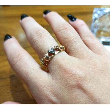 Anel em Ouro 18k Tricolor Coração - Helder Joalheiros 