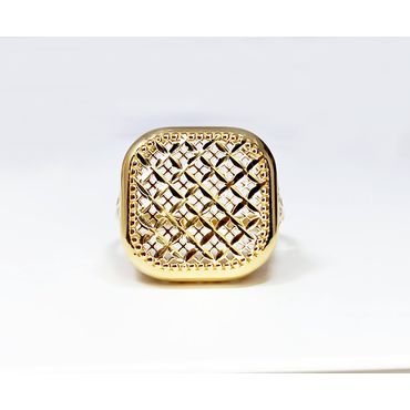 Anel em Ouro Amarelo 18k Quadrado Tela - Helder Joalheiros 