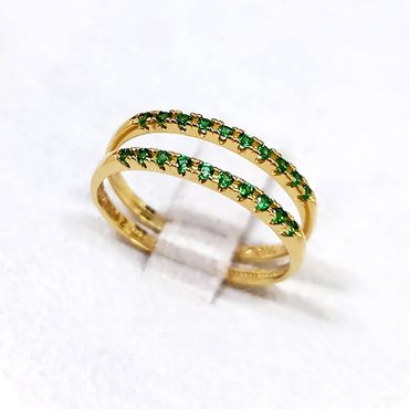 Aparador em Ouro 18k Cravejado com Pedras Verde - Helder Joalheiros 