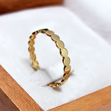 Anel em Ouro 18k Bolinhas Chapa Fosca e Polida - Helder Joalheiros 