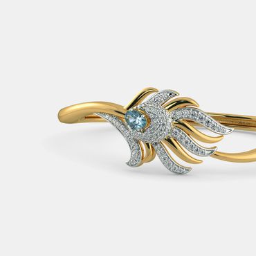  Bracelete Rabo de Pavão Ouro 18k com Diamantes e Aguá Marinha - Helder Joalheiros 
