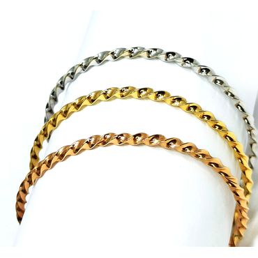 Bracelete Torcido em Ouro 18k Sem Pedra Libanesa - Helder Joalheiros 