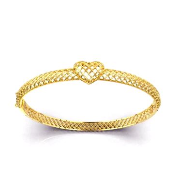 Bracelete em Ouro 18k Coração Telado Fio Abaulado - Helder Joalheiros 