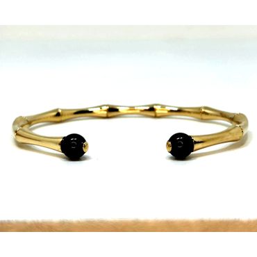 Bracelete Ônix Dourado - Helder Joalheiros 