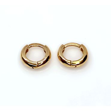 Brinco Argolinha Lisa Pequena Bojuda em Ouro 18k - Helder Joalheiros 