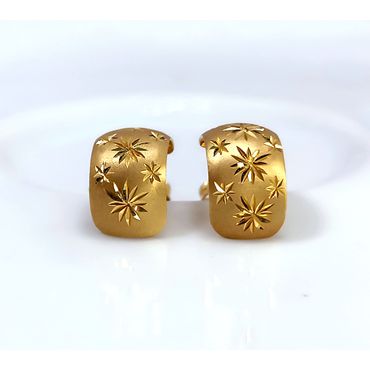 Brinco em Ouro 18k Trabalhado Estrelas Diamantada - Helder Joalheiros 
