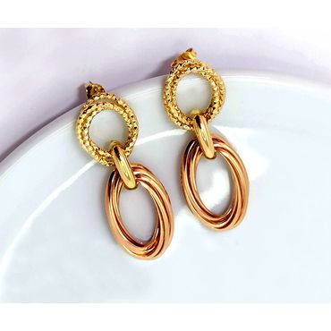 Brinco Redondo com Argolas Ovais em Ouro Rosé - Helder Joalheiros 