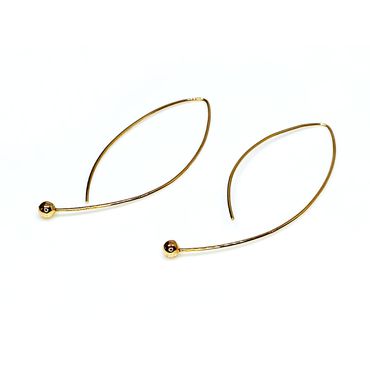 Brinco Ouro 18k Navete com Bolinha - Helder Joalheiros 