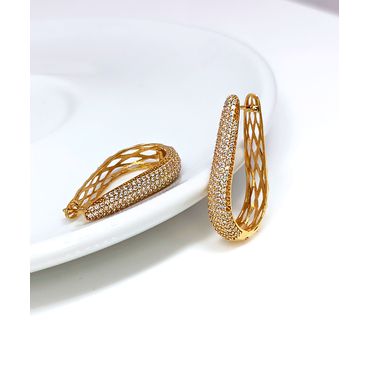 Brinco de Argola Cravejada em Ouro 18k - Helder Joalheiros 