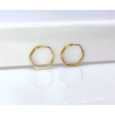 Brinco de Argola Sextavada em Ouro 18k - Helder Joalheiros 