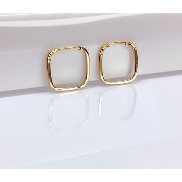 Brinco Argola Quadrada Fio em Ouro 18k - Helder Joalheiros 
