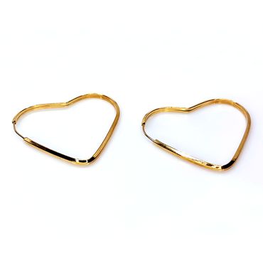 Brinco de Argola em Ouro 18k Coração Polido - Helder Joalheiros 