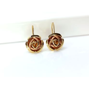 Brinco de Flor em Ouro Amarelo e Rosê 18k - Helder Joalheiros 