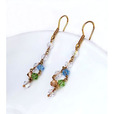 Brinco em Ouro 18k Cristais Coloridos - Helder Joalheiros 