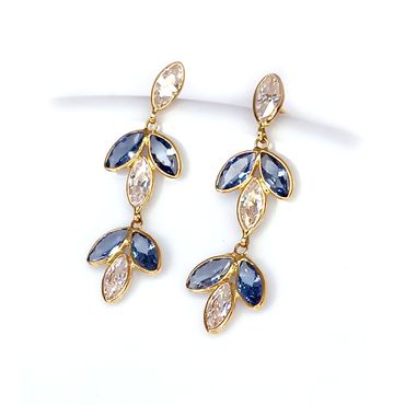 Brinco em Ouro 18k com Zircônias Azuis e Brancas - Helder Joalheiros 