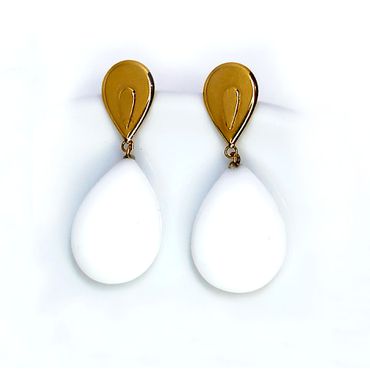 Brinco em Ouro 18k Abalonia Branca Gota - Helder Joalheiros 