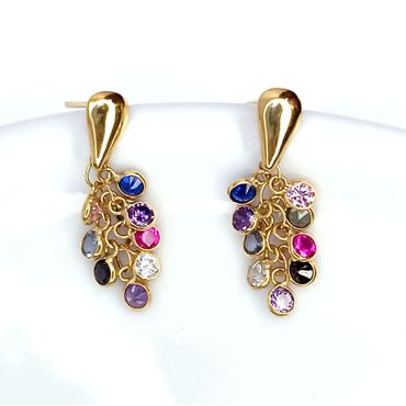 Brinco em Ouro 18k Cachos com Pedras - Helder Joalheiros 