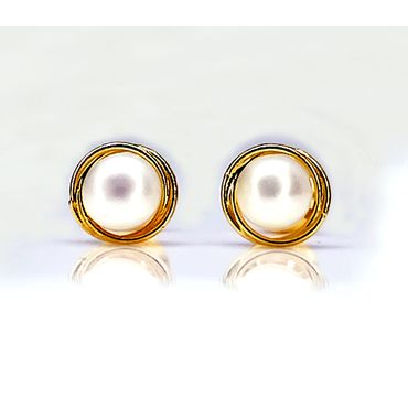 Brinco em Ouro 18k Rococo com Pérola de 3,0 e 4,0 Milímetros - Helder Joalheiros 