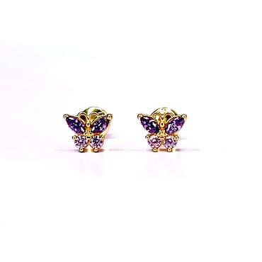 Brinco em Ouro 18k Borboletinha com Pedras Colorido - Helder Joalheiros 