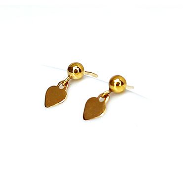 Brinco em Ouro 18k Pingente Coração Polido - Helder Joalheiros 