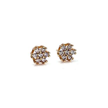 Brinco em Ouro 18k Florzinha Cravejada - Helder Joalheiros 