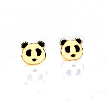 Brinco em Ouro 18k Ursinho Panda Esmaltado - Helder Joalheiros 