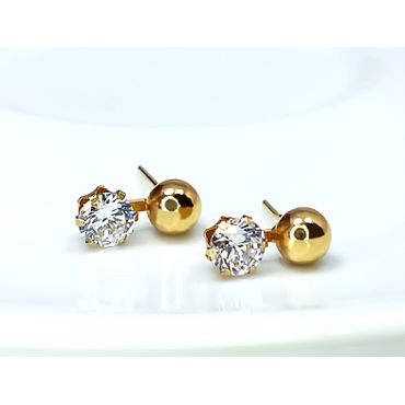 Brinco em Ouro 18k Bolinha e Ponto de Luz - Helder Joalheiros 