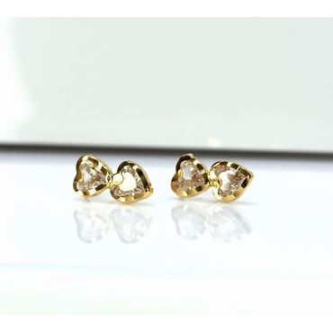 Brinco em Ouro 18k Corações Ponto de Luz - Helder Joalheiros 