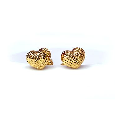 Brinco em Ouro 18k Coração Bojudinho Trabalhado Diamantado - Helder Joalheiros 