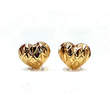Brinco em Ouro 18k Coração Bojudinho Trabalhado Diamantado - Helder Joalheiros 