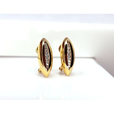 Brinco em Ouro 18k Navete Cravejado com Diamantes - Helder Joalheiros 