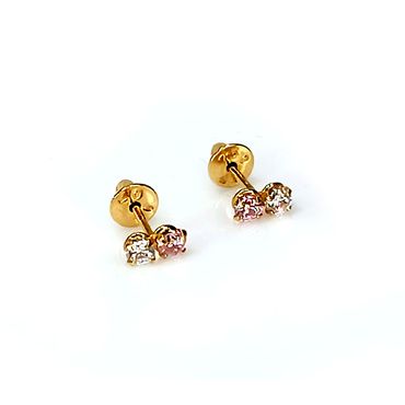 Brinco em Ouro 18k Zircônia Branca e Rosê - Helder Joalheiros 