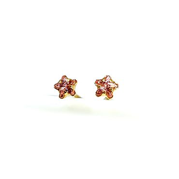 Brinco em Ouro 18k Estrelinha com Pedra Rosa - Helder Joalheiros 