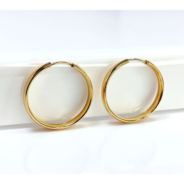 Brinco em Ouro 18k Argola Meia Cana 20 Milímetros de Diâmetro - Helder Joalheiros 
