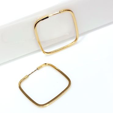 Brinco em Ouro 18k Fio Quadrado 18 Milímetros de Diâmetro - Helder Joalheiros 