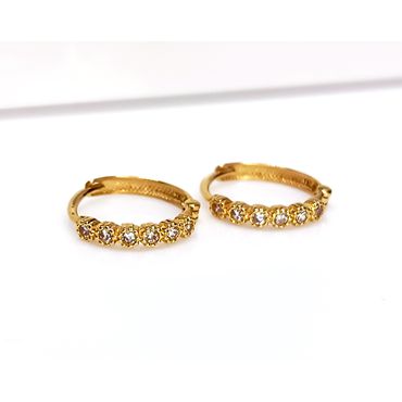 Brinco em Ouro 18k Argola Bolinha Cravejada - Helder Joalheiros 