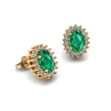 Brinco em Ouro 18k Oval Cravejado - Helder Joalheiros 